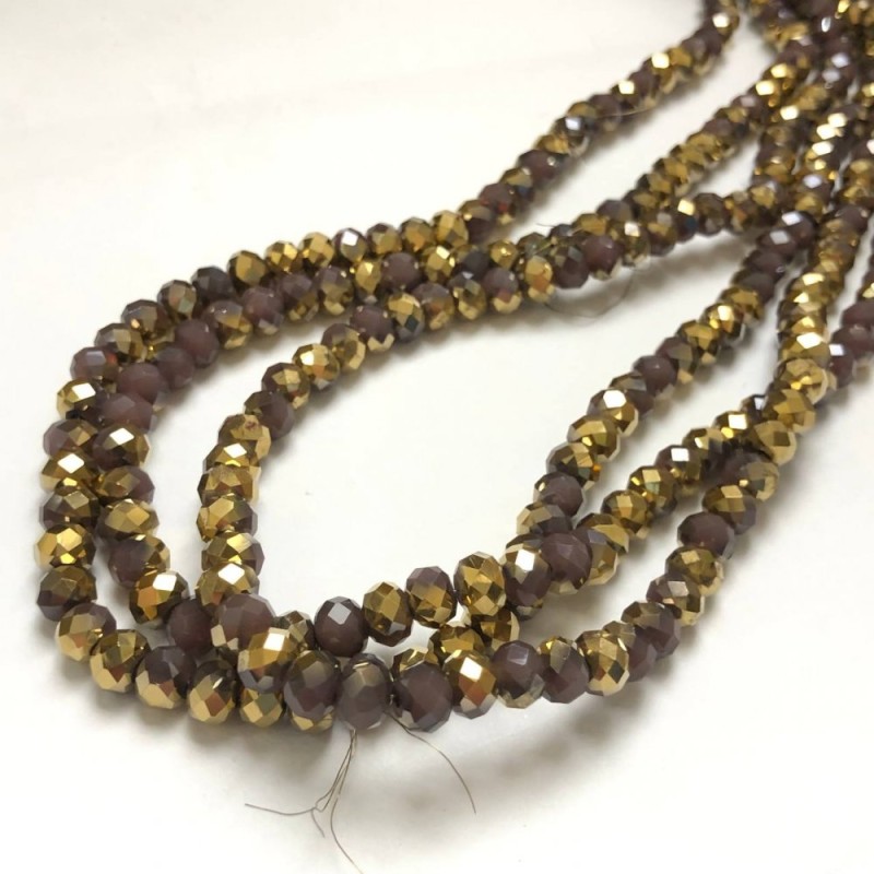 Beads Czech Crystal on Thread Purple Matte faceted Rondelle, Ø 8x6mm + -, length 40-42cm +
