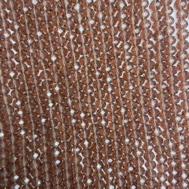 Beads Czech Crystal on Thread Brown Transparent Faceted Rondelle, 6x5mm + -, length 40-42cm +