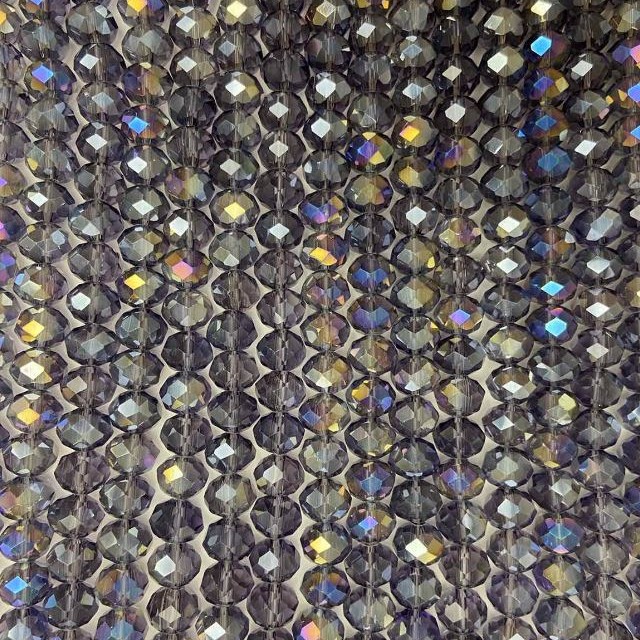 Beads Czech Crystal on Thread Purple with Gas Deposition Garnet-cut Rondelle, diameter 8×6mm + -, length 40-41cm +