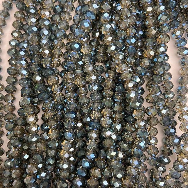 Beads Gray Faceted Czech Crystal Rondelle 6x5 mm +-, Length 40-42 cm +