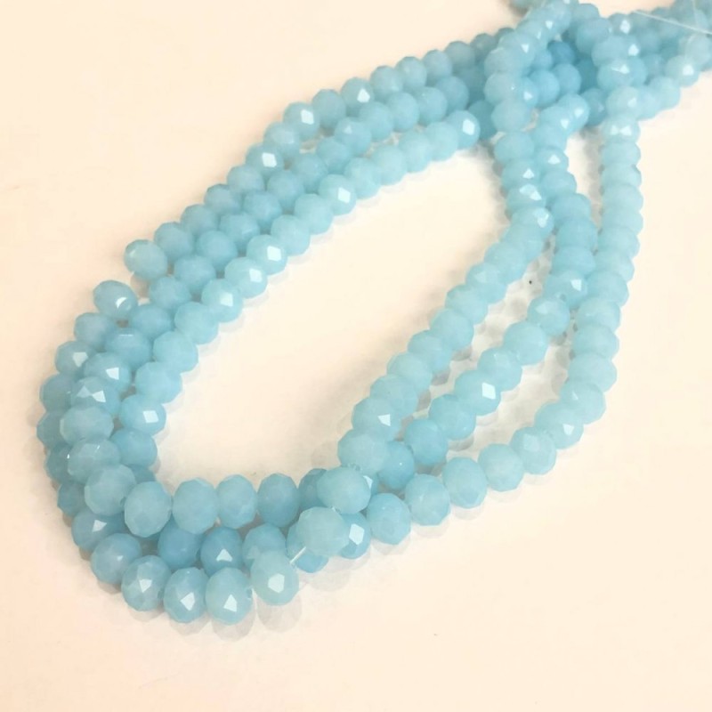 Beads Czech Crystal on Thread Light Sky Matte Faceted Rondelle, 8×6 mm, length 40-42 cm