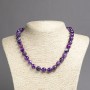 Necklace made of natural oval violet agate smooth bead, diameter 10mm±, length 45cm±