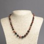 Brown Agate Bead Necklace with Natural Ring, Smooth Round Beads 6-10 mm, Length 45 cm