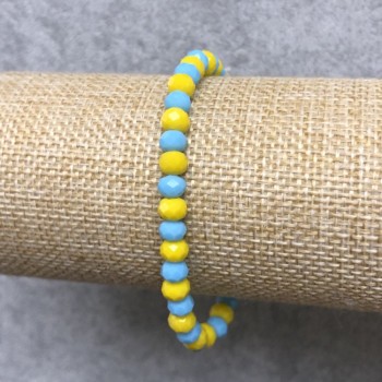 Elastic Bracelet with Czech Crystal (Faceted Rondelle), Diameter 6x4mm±, Length 18cm±