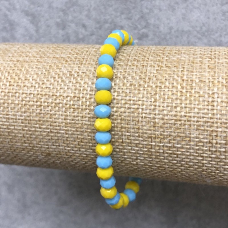 Elastic Bracelet with Czech Crystal (Faceted Rondelle), Diameter 6x4mm±, Length 18cm±