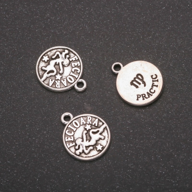 Pendant Fittings Zodiac Virgo, diameter 12mm packaging 20g ± 20 pcs