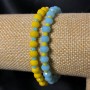 Pair Bracelet on Elastic with Czech Crystal, Faceted Rondelle, 6x4mm, 18cm long