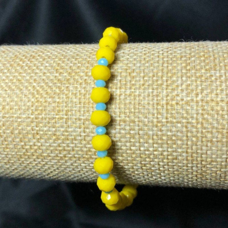Elastic bracelet with Czech crystal Ukraine faceted rondelles, diameter 6×4 mm±, length 18 cm±