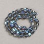 Opal Glass Beads on Threadlight Blue Tumbled 10x8mm + -, length 39cm +