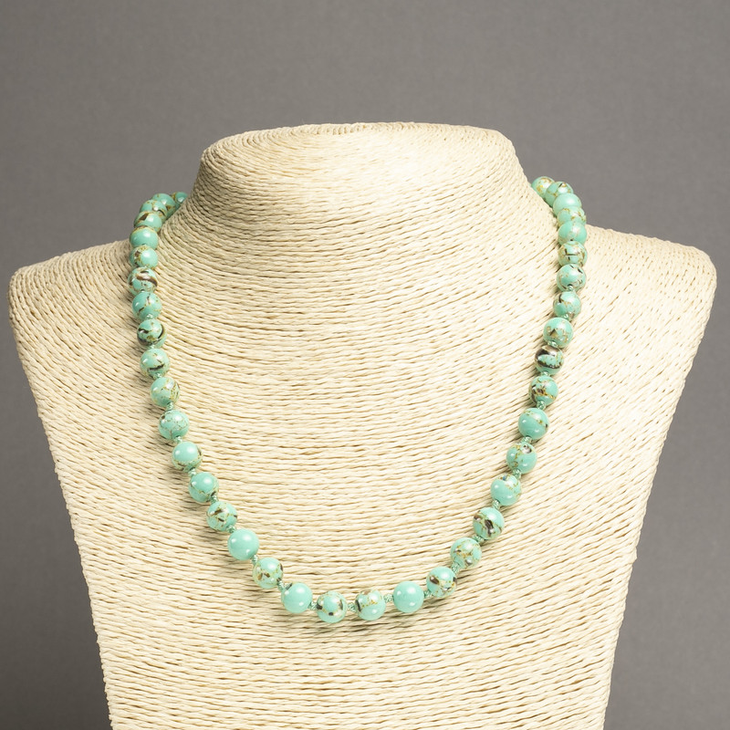 Imperial Jasper Light Green (raw) smooth bead necklace, diameter 8mm±, length 45cm±