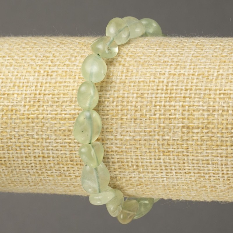 Elastic Bracelet with Prehnite Beads, faceted, 10x8mm diameter+