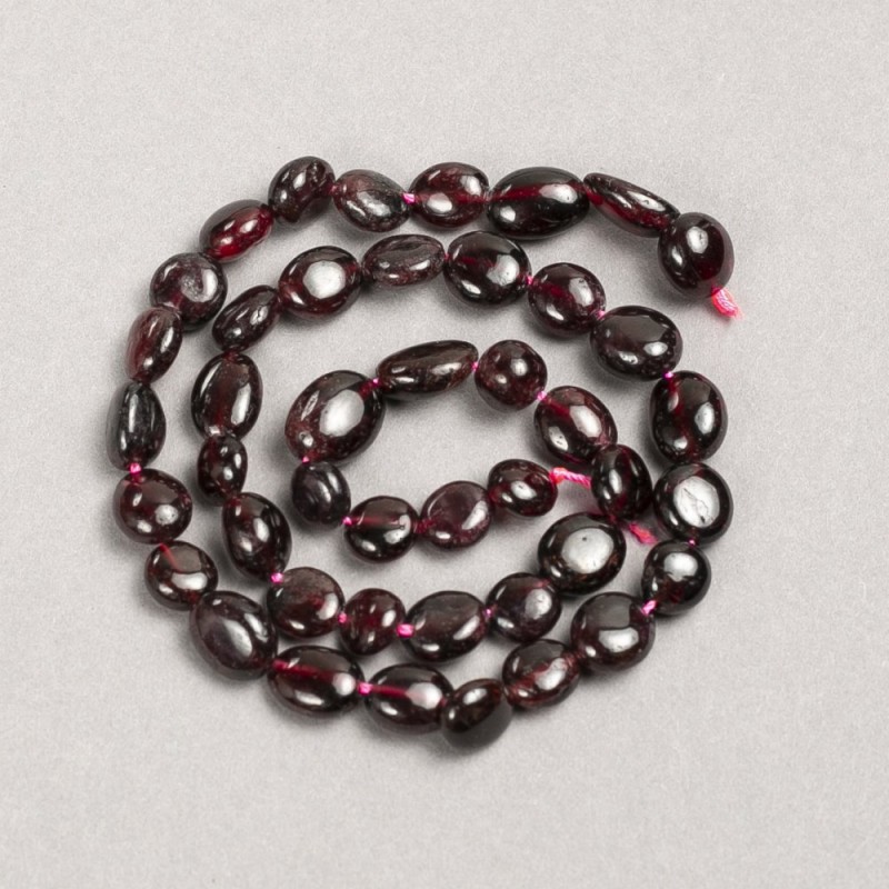 Garnet Beads on Thread, Faceted Natural Stone, 8x10mm, ~40 cm length