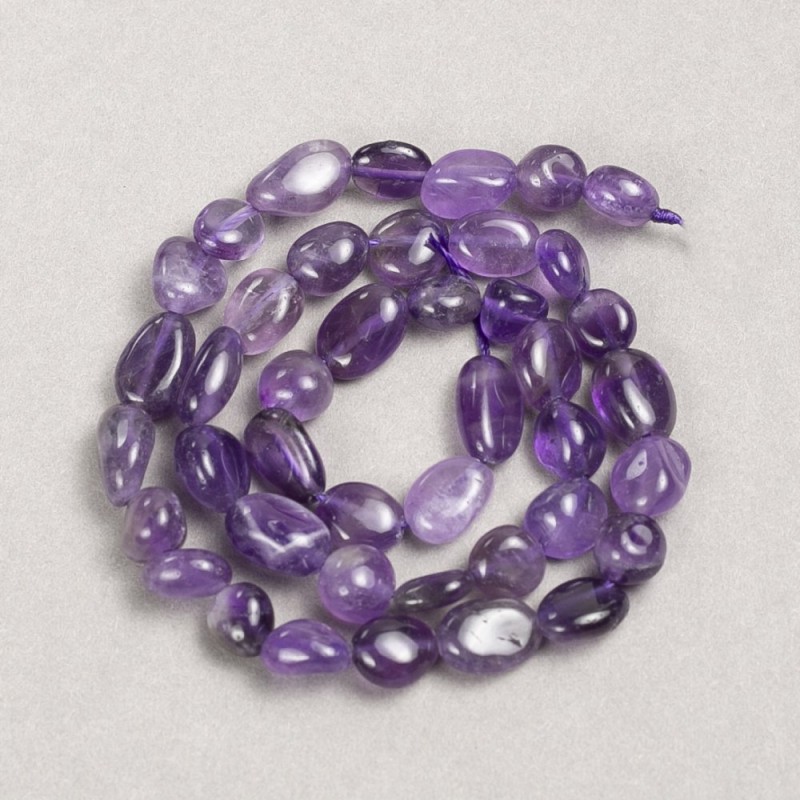 Amethyst Beads on Thread, natural stone, faceted, diameter 9x11mm, length 40cm