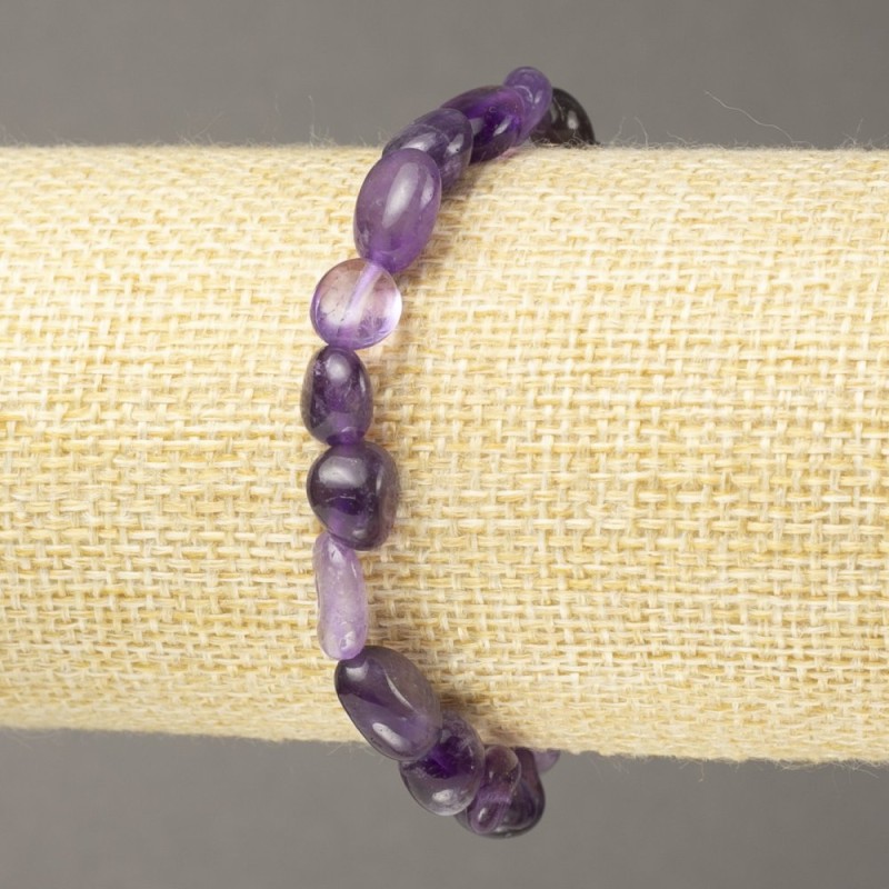 Elastic bracelet with natural Amethyst, faceted beads, 10x7mm diameter