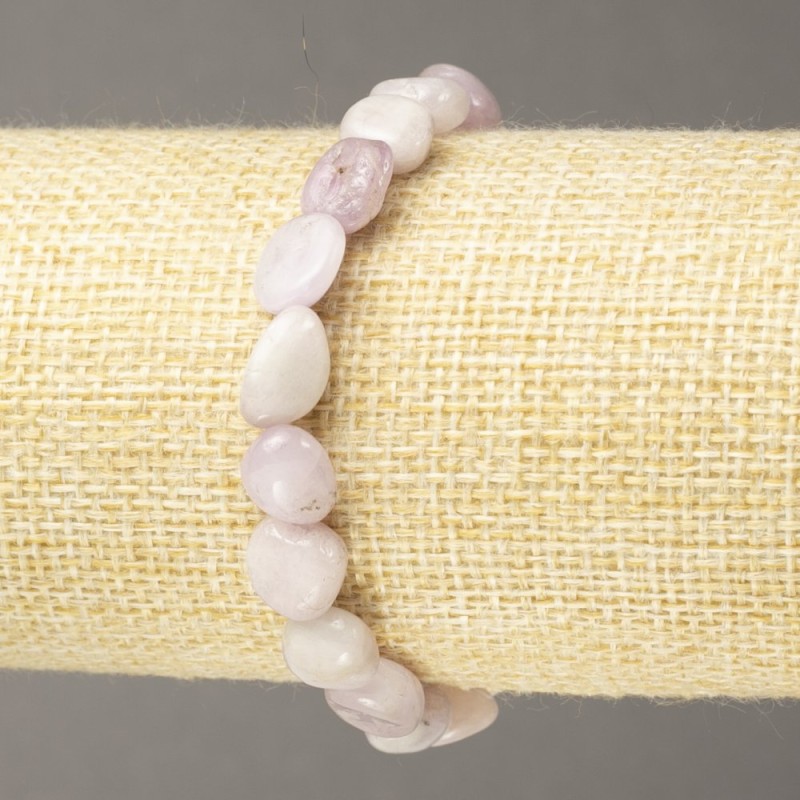 Elastic Bracelet with Natural Kunzite Beads, faceted 8x11mm