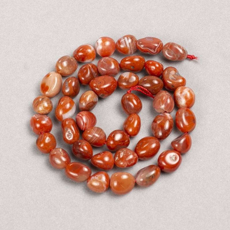 Carnelian Beads on Thread, Cabochon-cut, 8x10mm