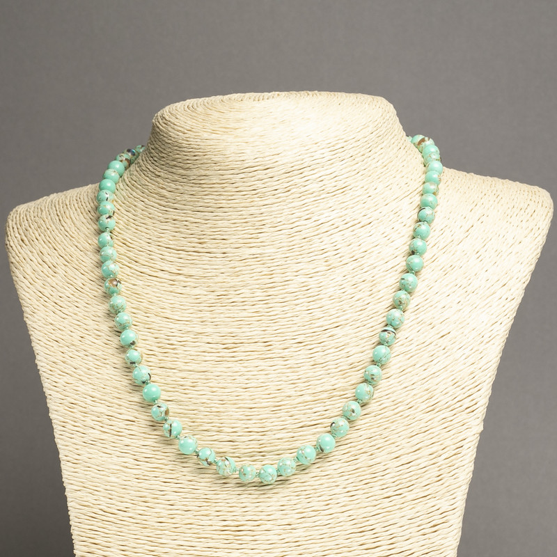 Imperial Jasper Light Green (raw) Smooth Round Beads, 6mm diameter+, length 45cm+