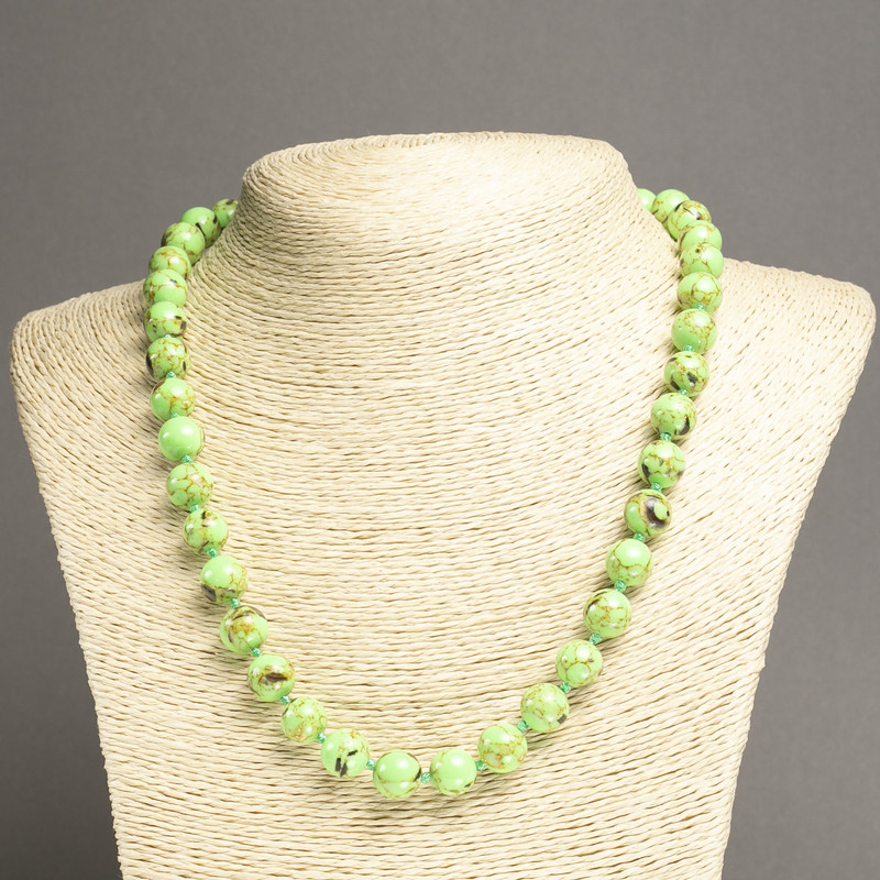Emperor Jade Jasper Necklace (Salmon) smooth round beads, diameter 10mm ±, length 45cm ±