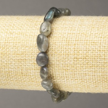 Elastic Labradorite Bracelet Bead, polished rondel, diameter 9x12 mm (±)