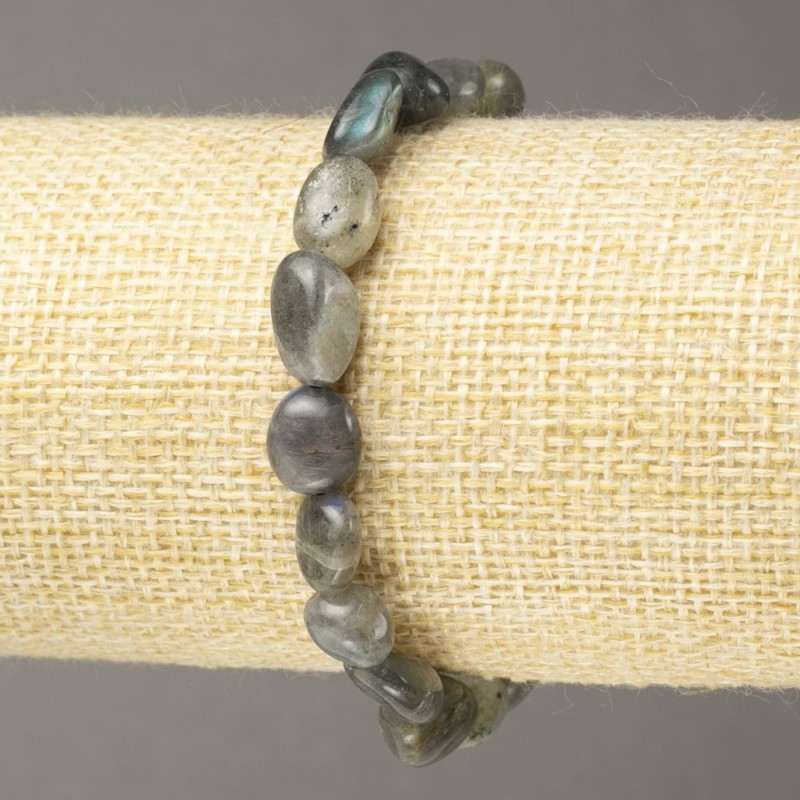 Elastic Labradorite Bracelet Bead, polished rondel, diameter 9x12 mm (±)