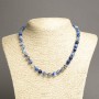 Blue Agate Bead Necklace, Faceted Round Beads 8mm, 45cm