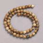 Natural Stone Beads on Thread – Picture Jasper, smooth ball shape, 6mm diameter +-, thread length 39cm +-