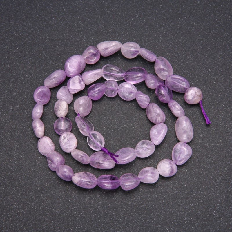 Amethyst natural stone beads, tumbled, 8x10 mm approx., length 38 cm