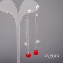 Xuping Earrings with Mallorca Pearls, White Stones and Rhodium 8x80mm