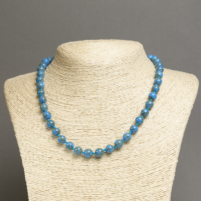 Emperor Jasper Blue (polished) smooth bead necklace, diameter 8mm±, length 45cm±