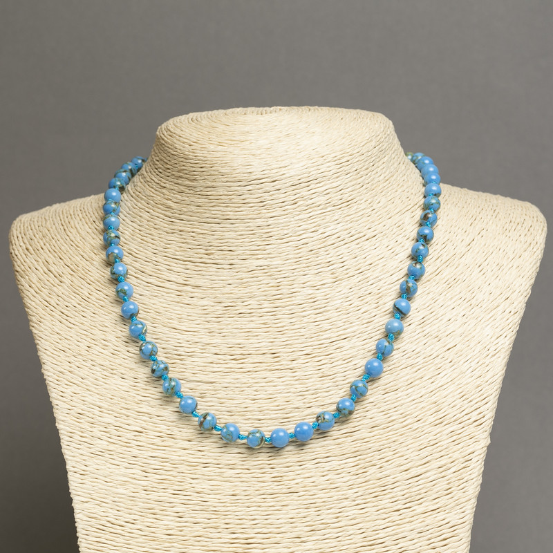 Empire Sea Jasper Blue Beads (polished) smooth sphere, diameter 6mm±, length 45cm±