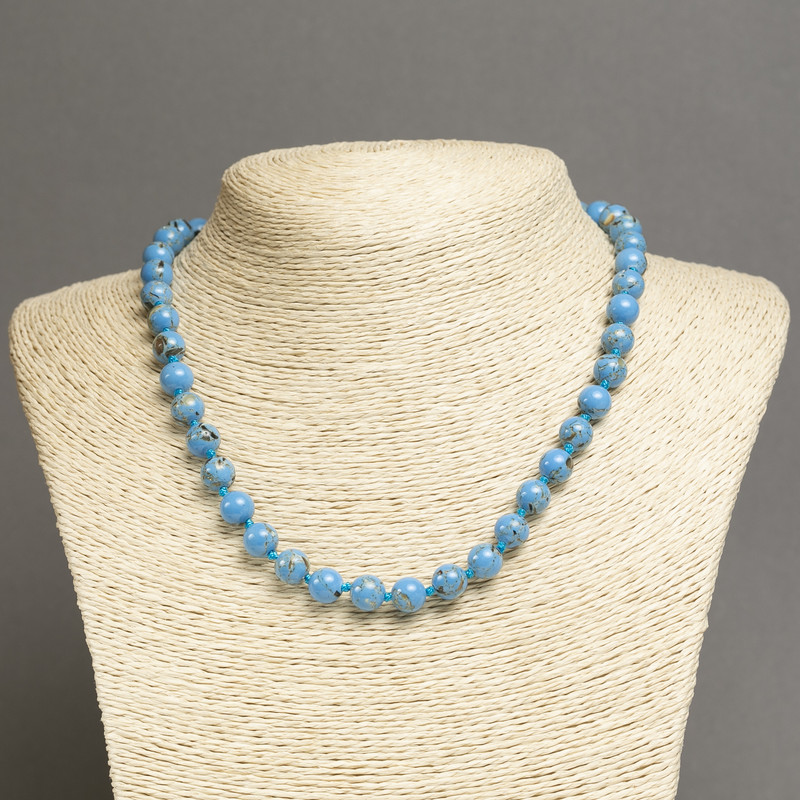 Imperial Jasper Blue (raw) smooth bead necklace, diameter 8mm±, length 45cm±