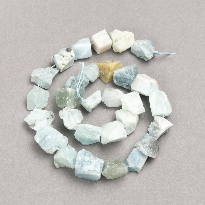 Larimar Beads on String - Unpolished Stone Nugget Beads, 16x12 mm approx, 41 cm length