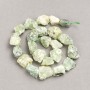 Unpolished Pranit beads on thread, faceted pendant, 16×12(±)mm diameter, thread length 41cm
