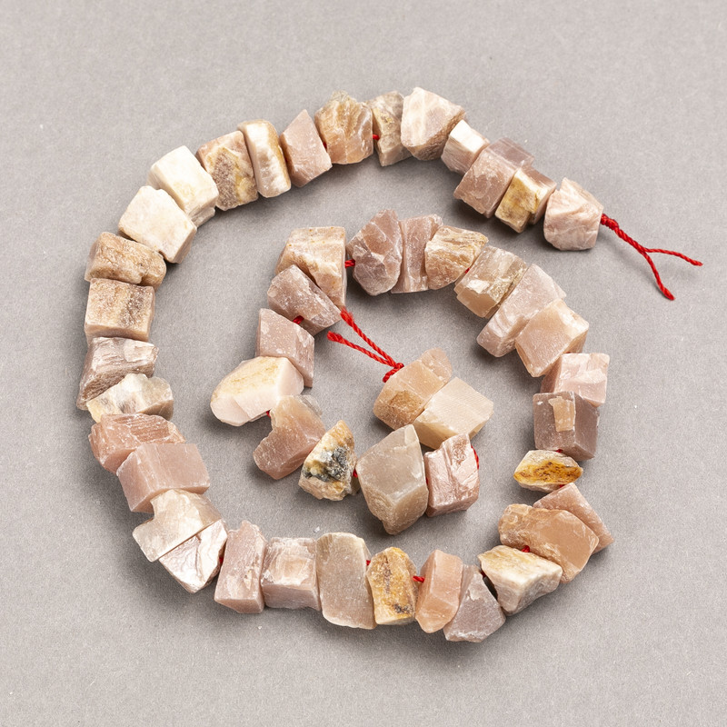 Unprocessed Selenite Beads on Threaded Necklace, Nabob? 13×8 mm, length 41 cm