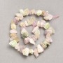 Beads on Thread Unpolished Stone Assorted Pink Quartz + Citrine + Prenite Faceted Nugget, diameter 13x8(±)mm, length 41cm