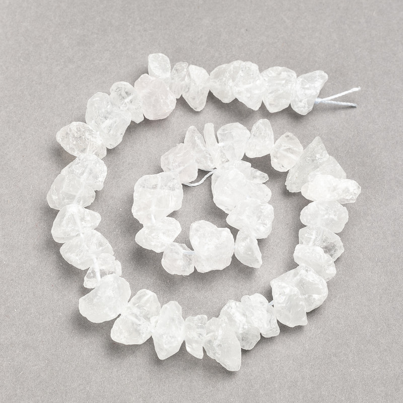 Unpolished Mountain Crystal Beads on Thread, Faceted, diameter 13×8(±)mm, length 41cm