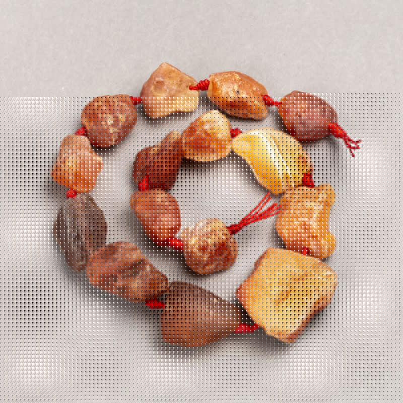Unpolished Cornelian beads on thread nugget beads, diameter 16-30×15-25(+-)mm, thread length 42cm+