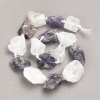Unprocessed Stone Beads Assorted Amethyst + Mountain Quartz on a Thread Nugget Beads, diameter 20×25(±)mm, length 42cm