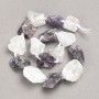 Unprocessed Stone Beads Assorted Amethyst + Mountain Quartz on a Thread Nugget Beads, diameter 20×25(±)mm, length 42cm