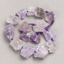 Unprocessed Amethyst Beads on Thread, Cabochon-like, 20×29 mm (±), length 42 cm