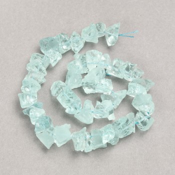 Beads on String Unpolished Quartz Beads, blue-tinted faceted, diameter 13x10(±)mm, thread length 41cm
