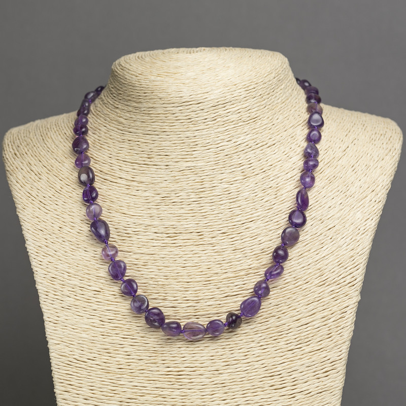 Necklace of natural Amethyst Briolette, diameter 10×7 mm, length 45 cm