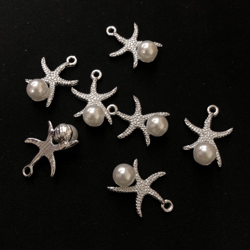 Pendant "Sea Star" silver-tone metal, diameter 16 mm, L 2 mm, hole diameter 5 mm, pack 7 pcs