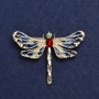 Brooch Butterfly golden metal, enamel and crystals 44x60mm +