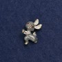 Brooch Bunny in Gold-Tone Metal with Enamel and Rhinestones 24×21mm +