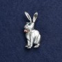 Brooch Rabbit with Bow Silvered Metal, Enamel and Rhinestones 45x20mm +
