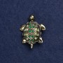 Brooch Turtle Golden Metal and Rhinestones 40×23 mm +