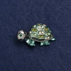 Brooch Turtle Silver Metal, Enamel and Crystals 40x23mm +