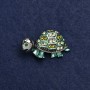 Brooch Turtle Silver Metal, Enamel and Crystals 40x23mm +