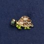 Brooch Turtle Gold-Tone Metal, Enamel and Rhinestones 40x23mm +